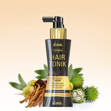 VCare Hair Growth Tonic For Women with Castor Oil and Olive Leaf Extract-Best Scalp Vitalizer Serum for All Hair Type- Control Hair Fall & Strengthens Hair 100ml (Pack Of 2)